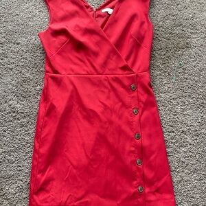 LOFT Red Asymmetrical Wrap Mini Dress